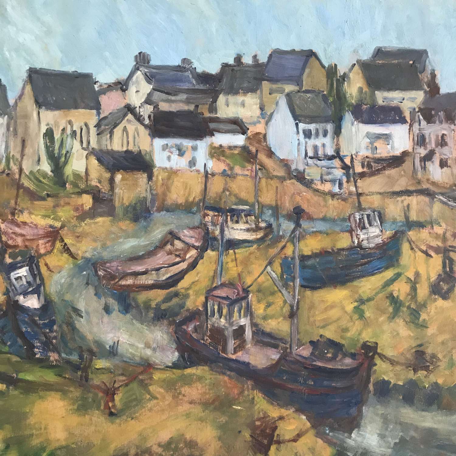 Oil Painting of a Harbour by Dean