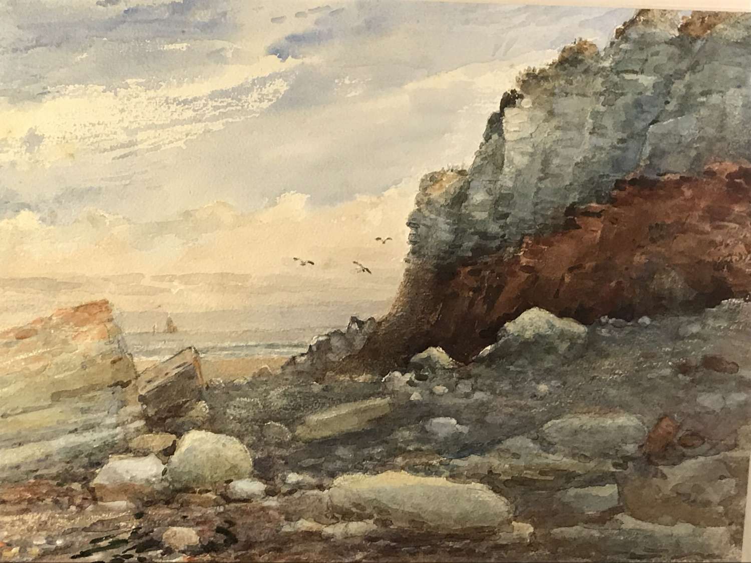 Hunstanton Norfolk Beach and Cliffs Watercolour