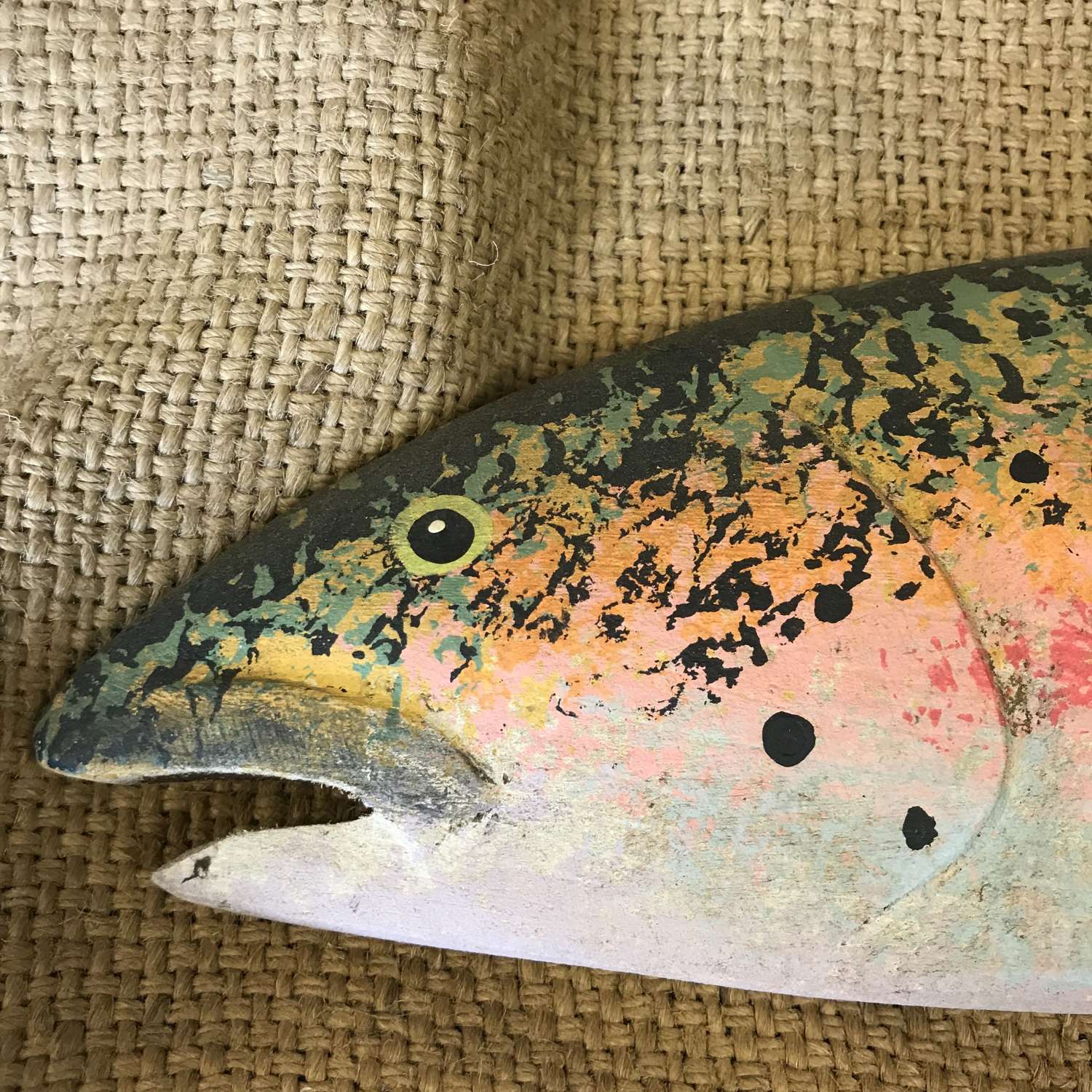 Contemporary sculpture of a rainbow trout