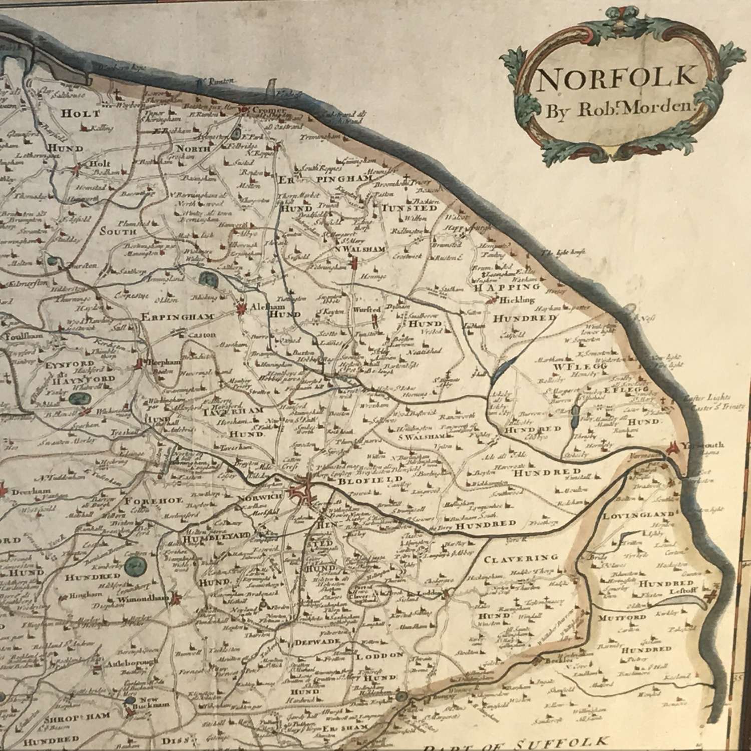 18th century Robert Morden Map of Norfolk