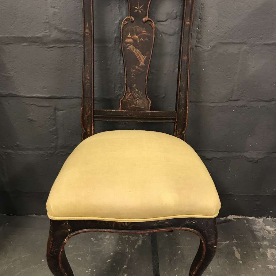 Antique painted side chair with chinoiserie design