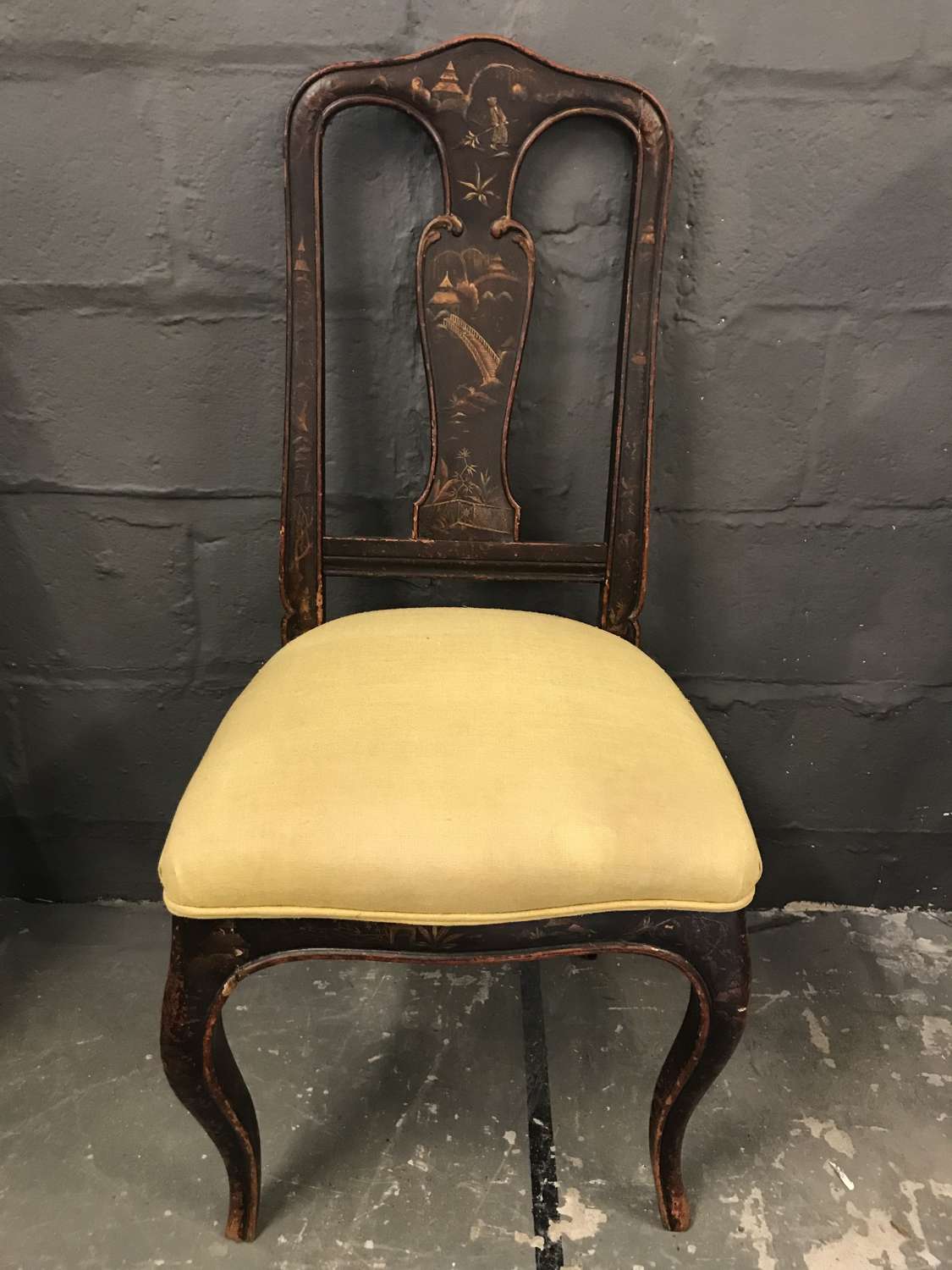 Antique painted side chair with chinoiserie design