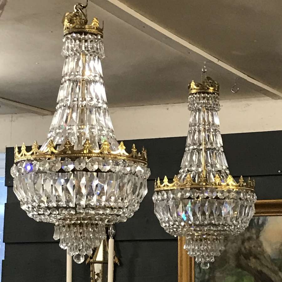 Exact pair of French crystal Chandeliers