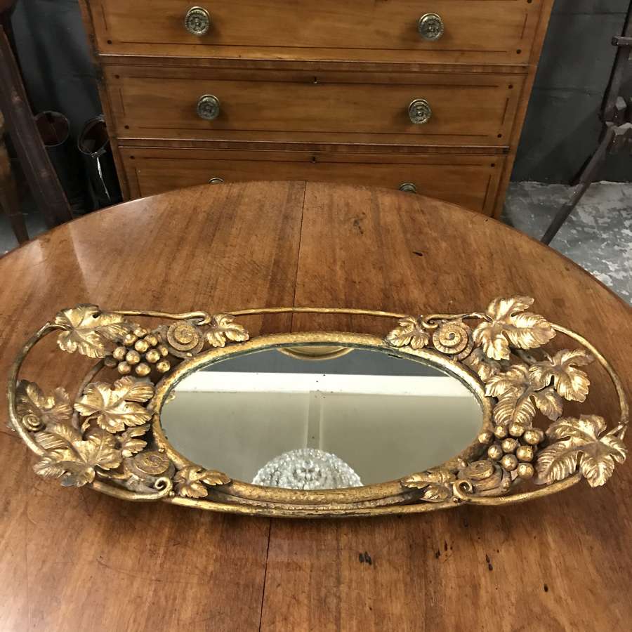 Decorative gilded tray with mirrored base and Vine design