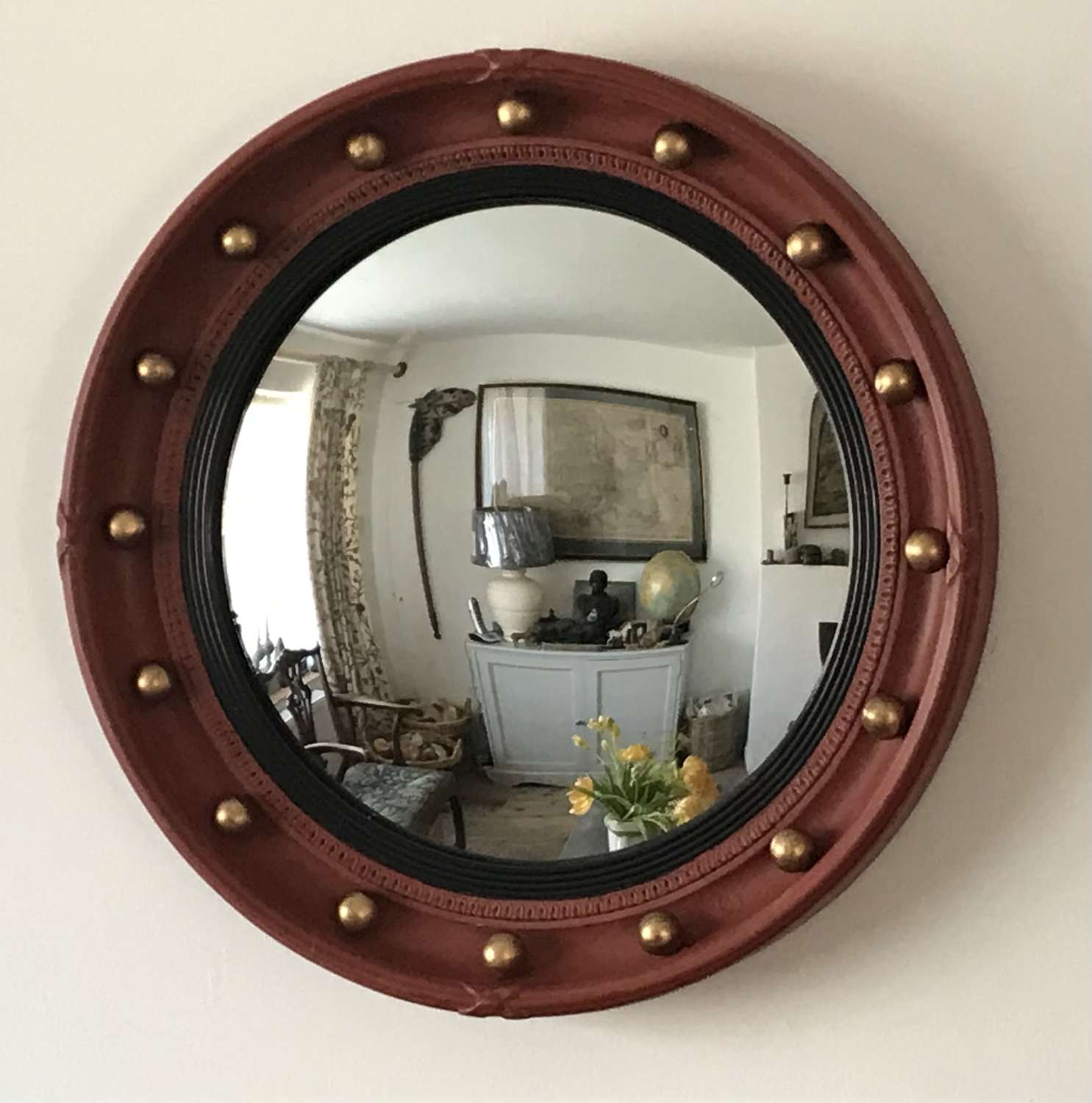 1930s Regency revival circular mirror by Atsonea