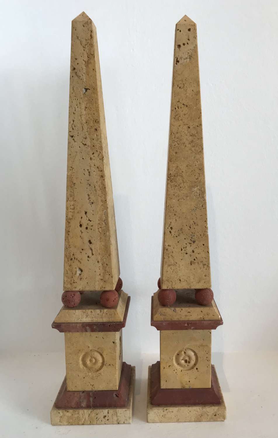 Pair of Italian stone obelisks