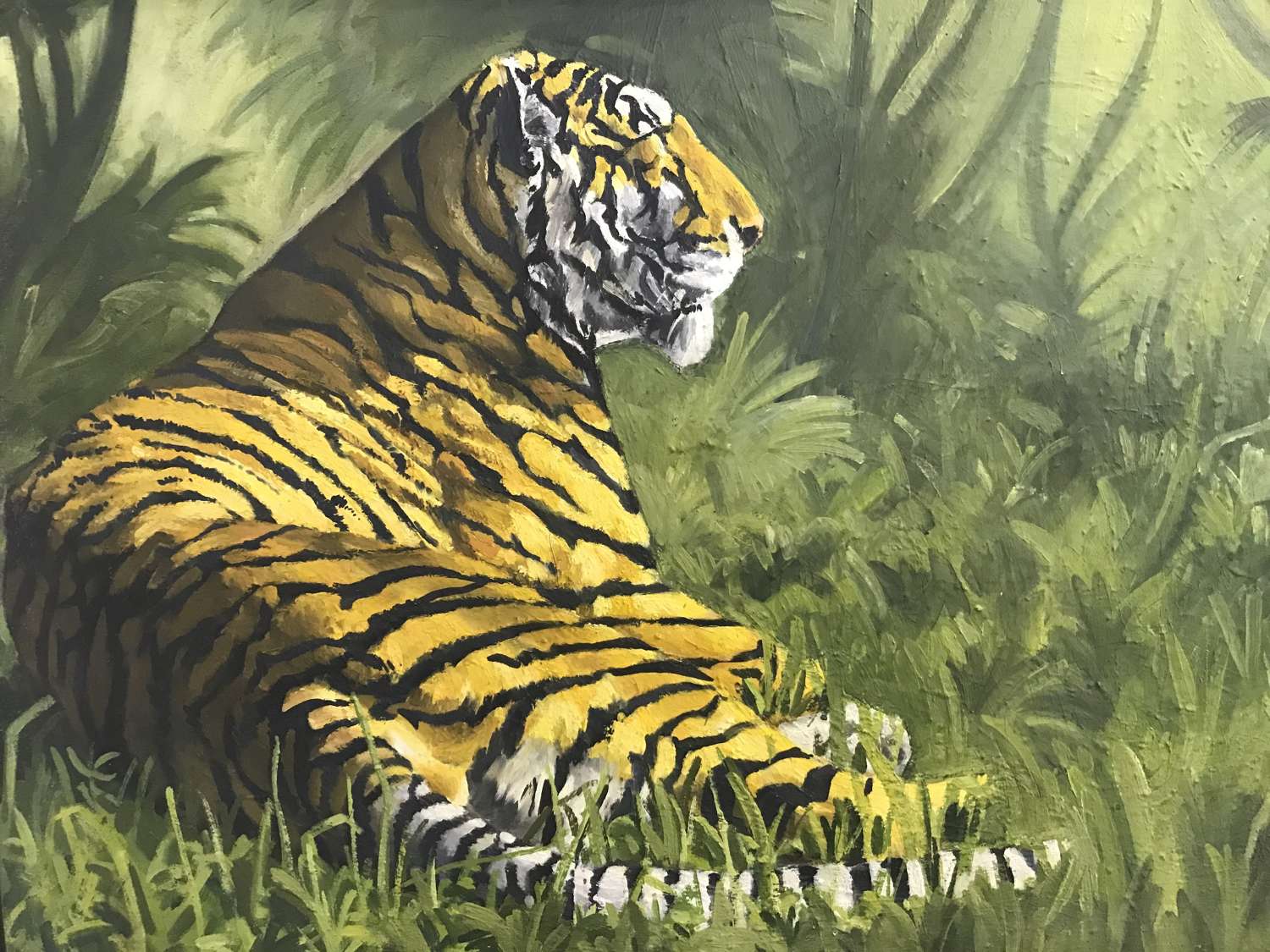 Oil painting of a restingTiger by David Lee