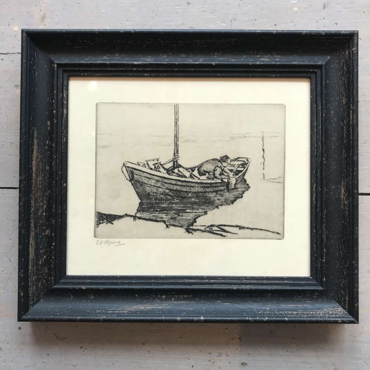 The Oysterman, Loch Ryan - Etching by E A Taylor