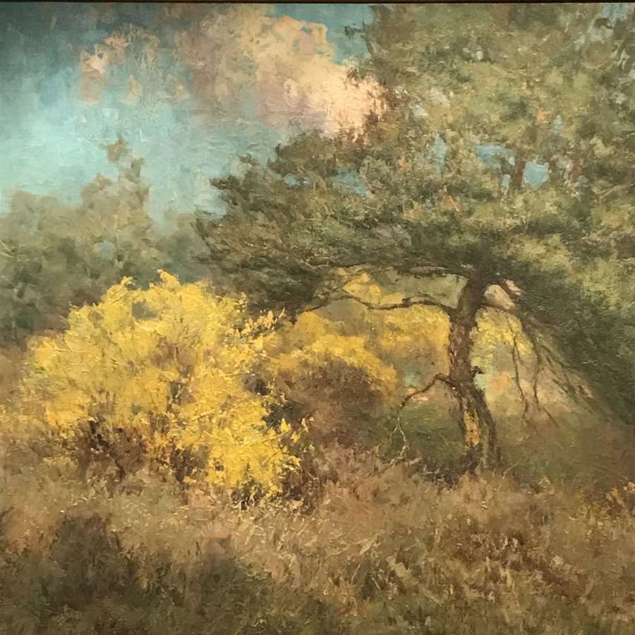 Oil on canvas. Heathland in bloom. By Jef Claesen