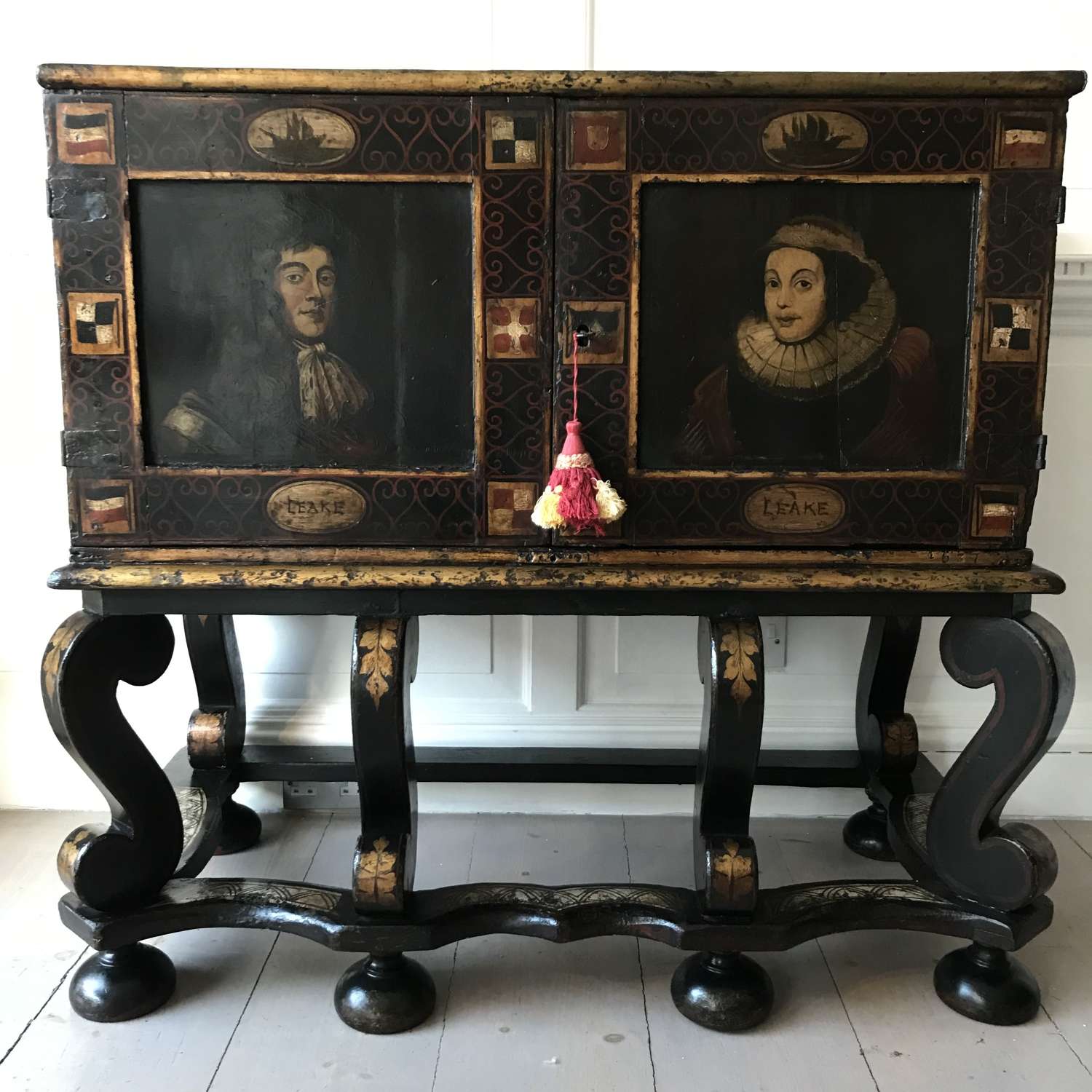 Historic sea chest on stand 17th century