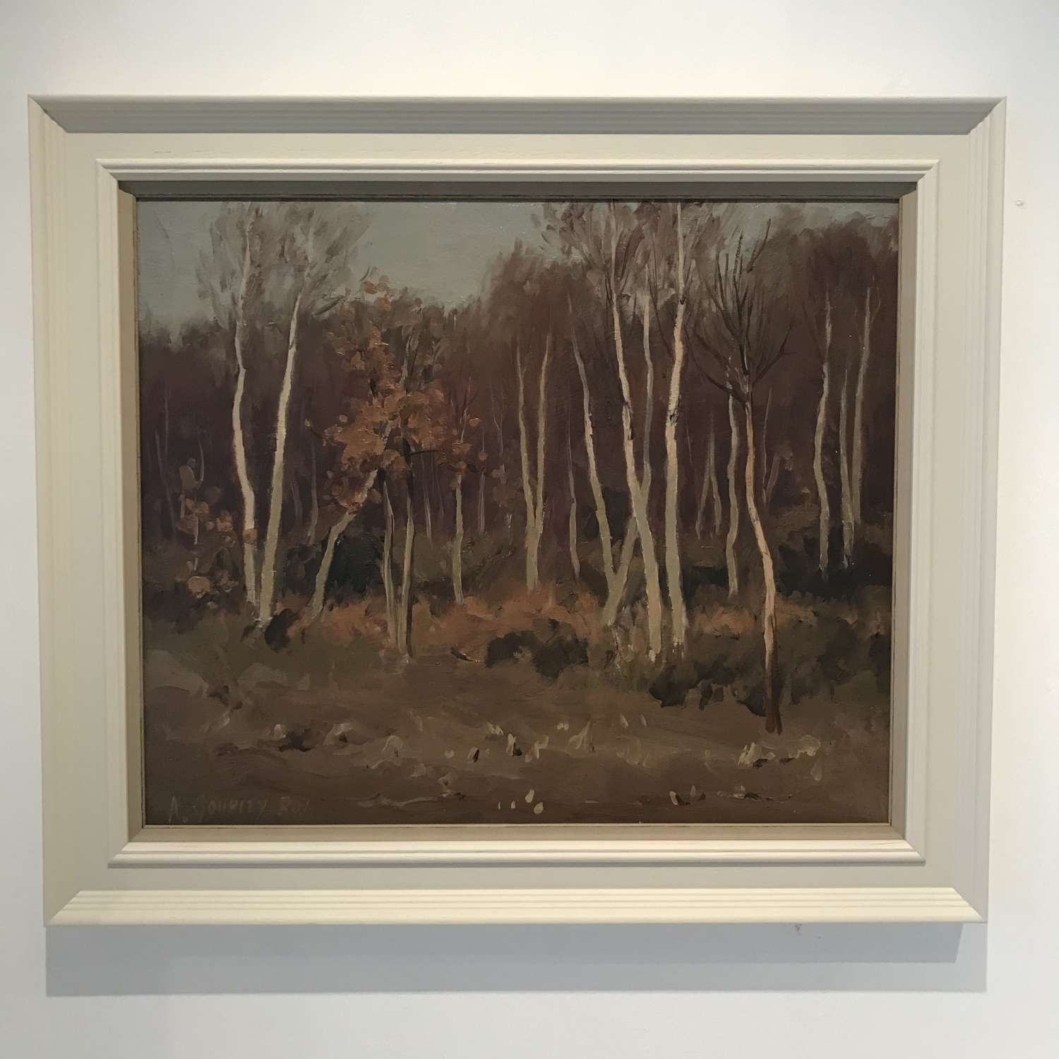 Landscape Oil painting by Alan Gourley ROI of Silverbirches