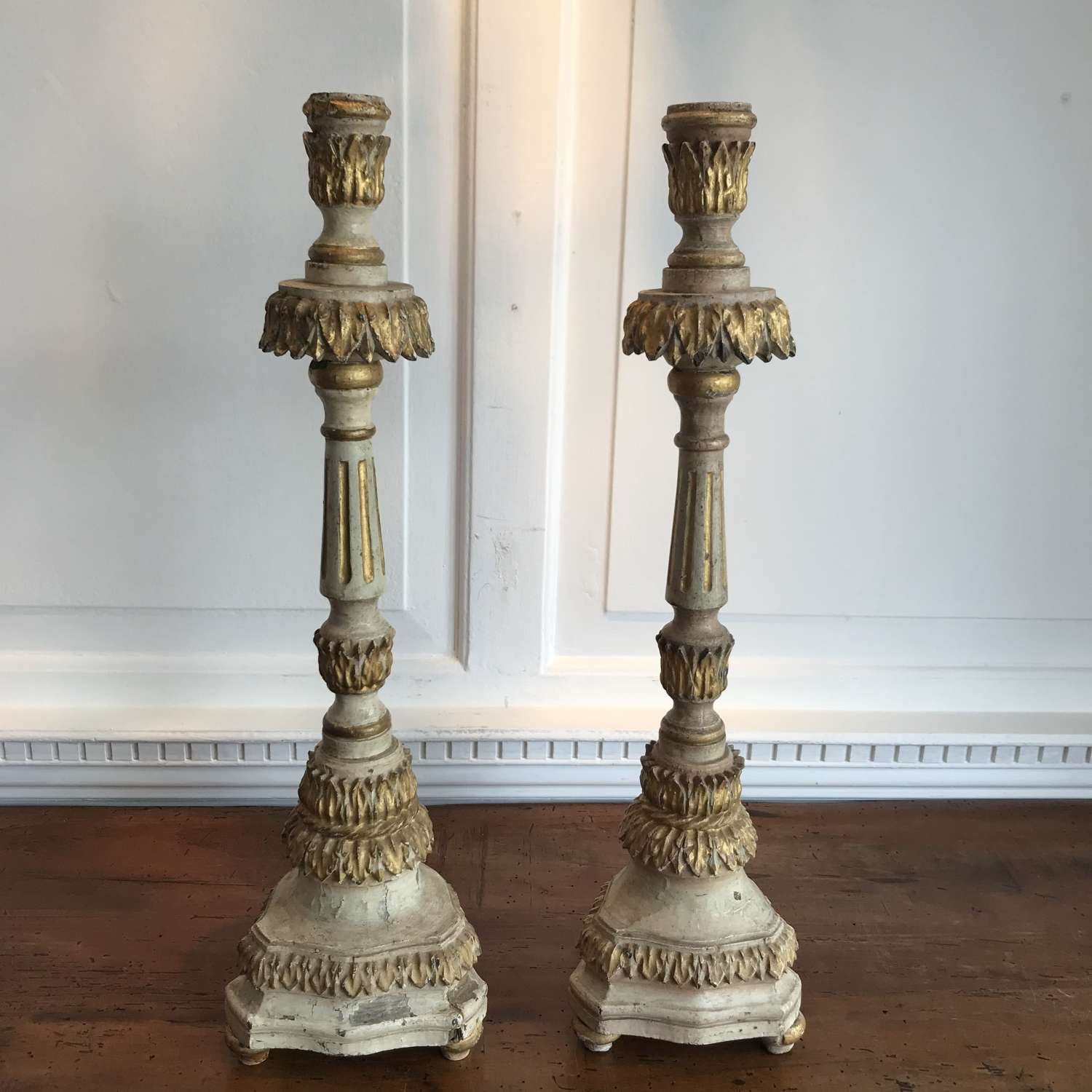 Carved and gilded Italian candlesticks 19th century