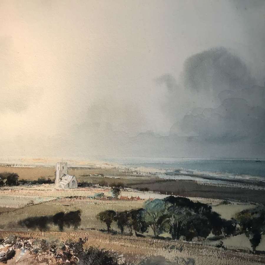 Salthouse, Norfolk. Painting by Leslie L H Moore RI