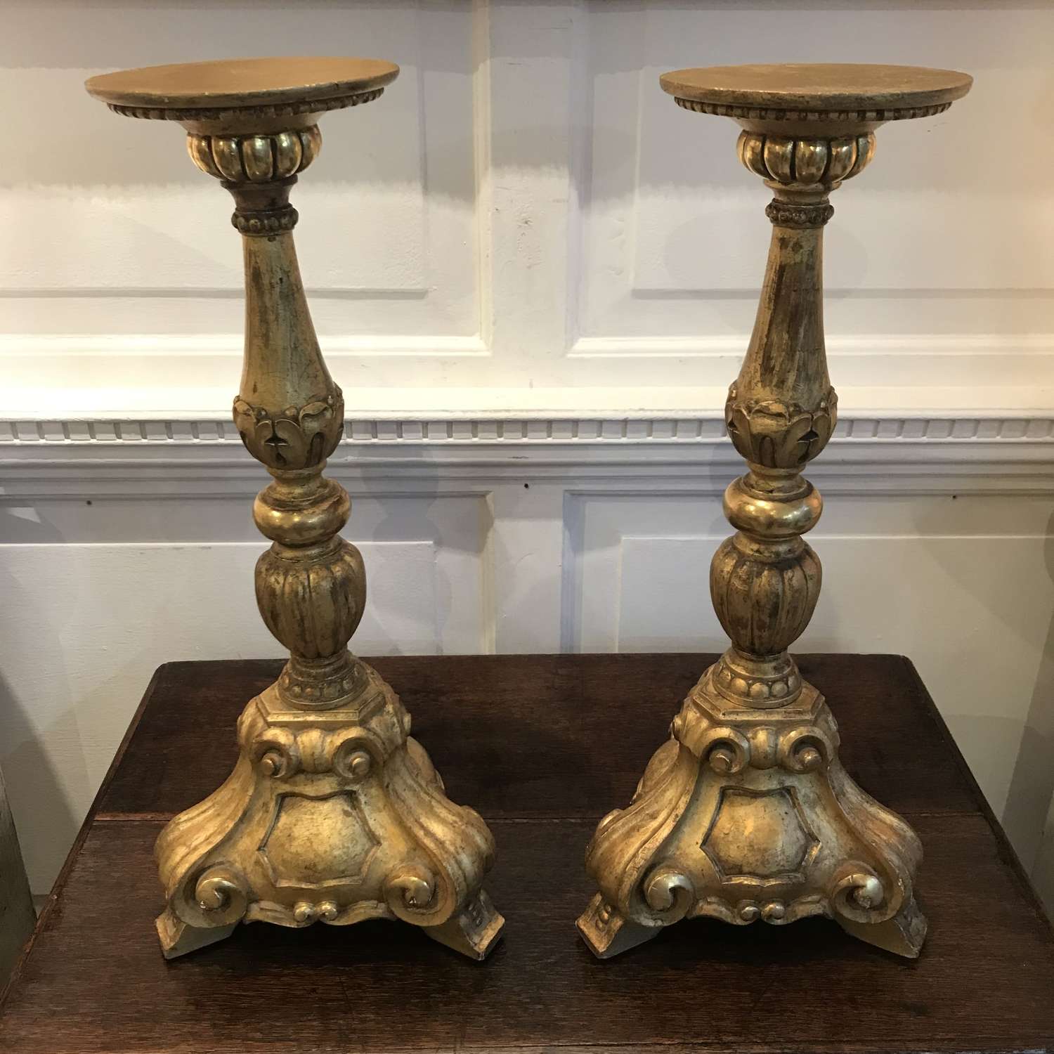 Carved and gilded Pricket sticks