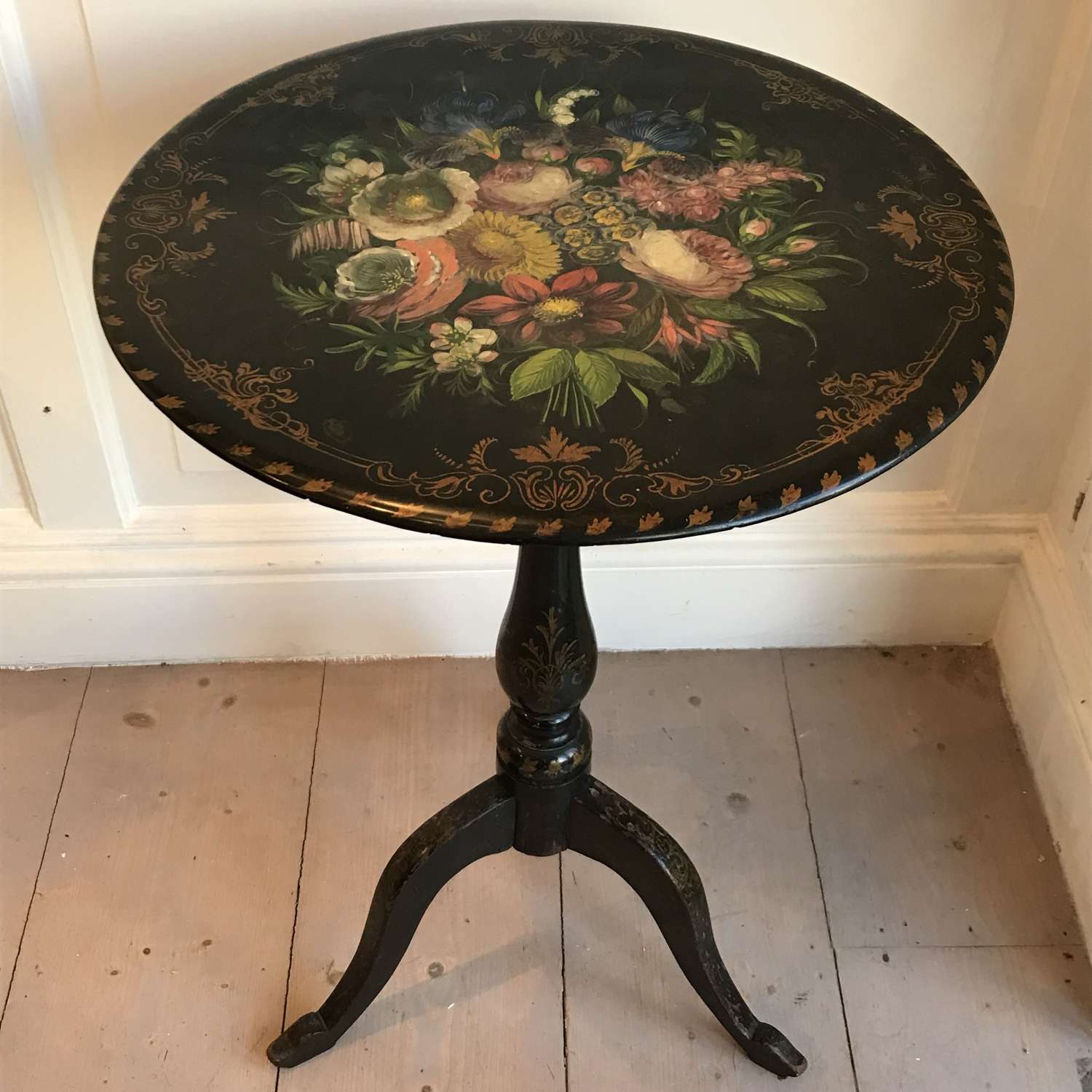 Rare 19th century hand painted slate top pedestal table