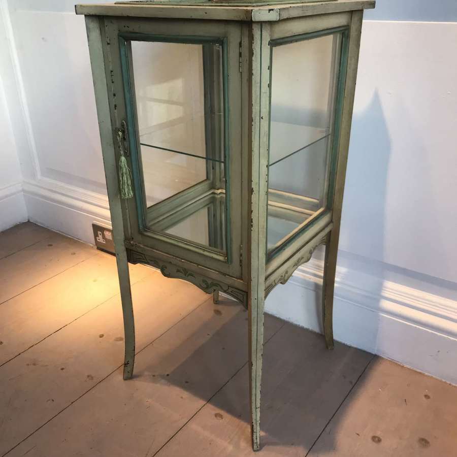 Art Nouveau glazed bijouterie cabinet with original paint