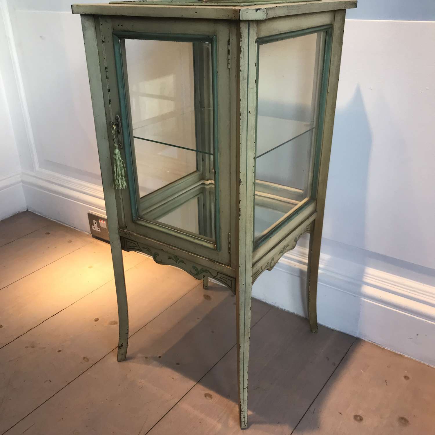 Art Nouveau glazed bijouterie cabinet with original paint